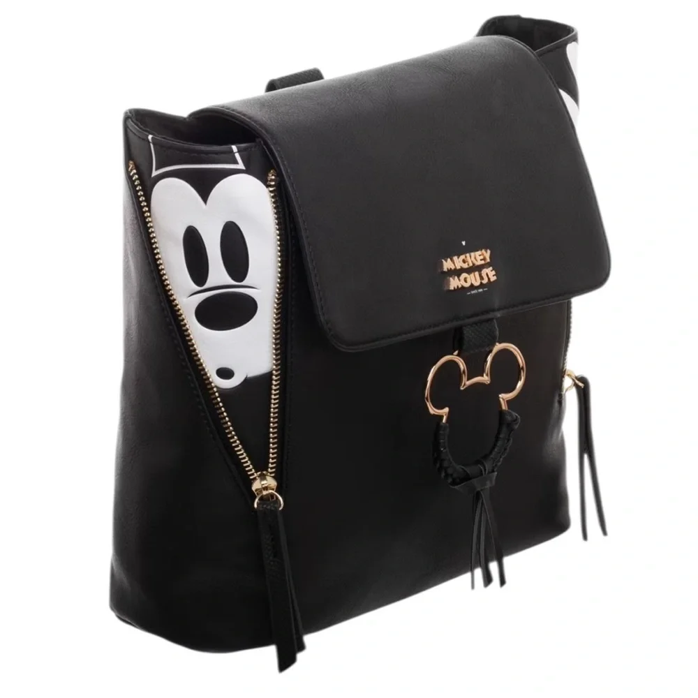 NWT Disney Bioworld Mickey Mouse 90th Anniversary Black Mini Zipper Backpack